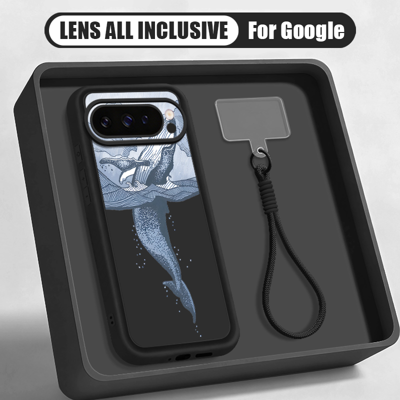 Google Pixel 9 - Humpbackwalvis print polsbandje hoesje voor Google