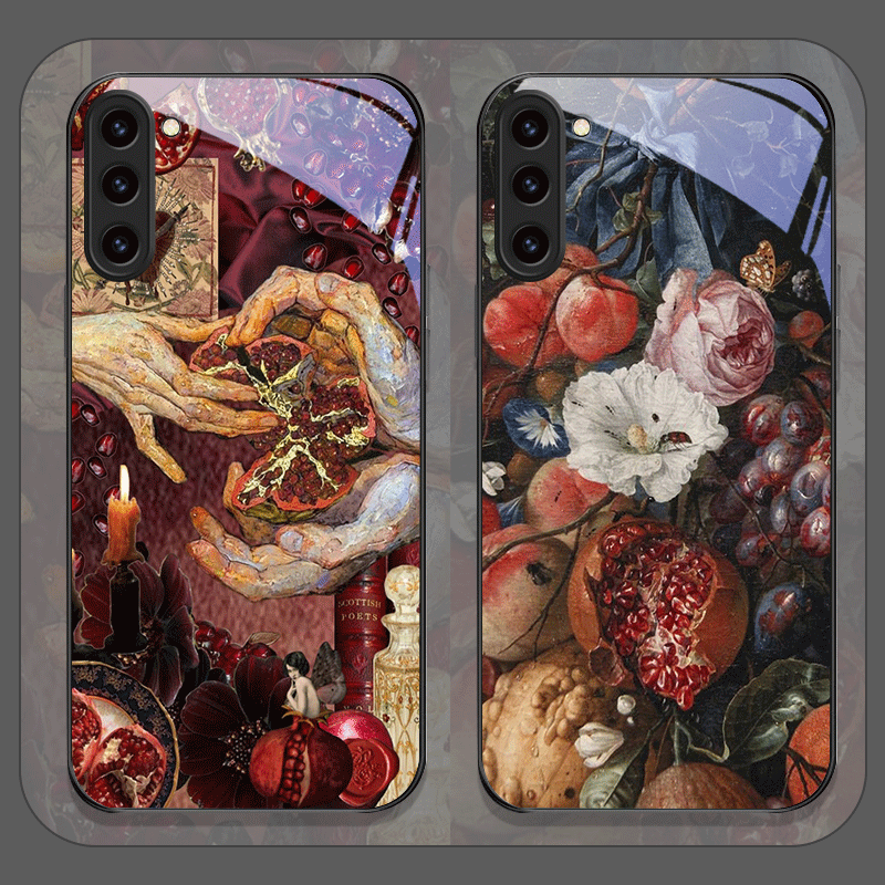 Samsung Galaxy S24 - Luxe Granaatappel Bloem Patroon Gehard Glas